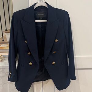 Banana Republic Women's Dark Blue Blazer with Gold Buttons